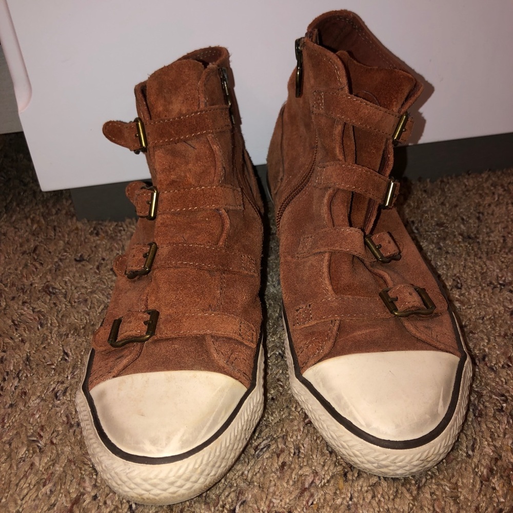 Camel colored suede Ash sneakers